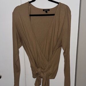 Express Camel Wrap Top